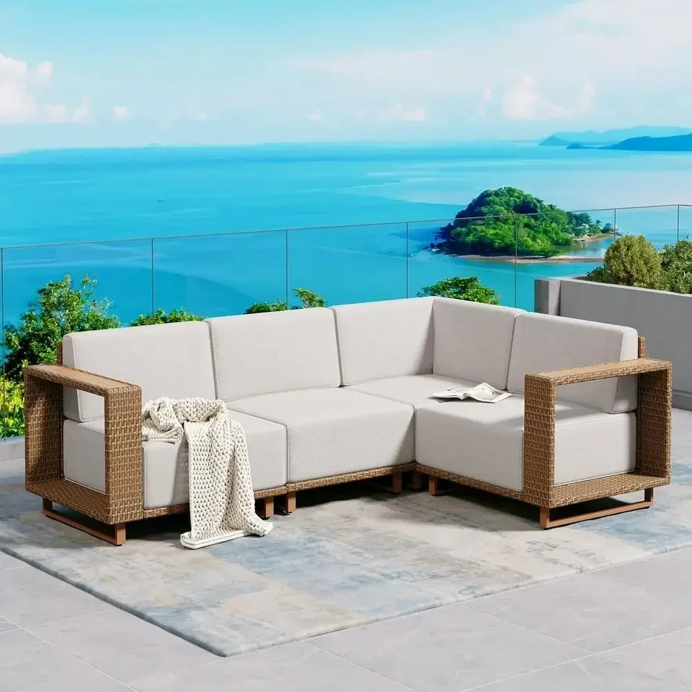 Outdoor Furniture Yellow - Canapé d'angle d'extérieur en forme de