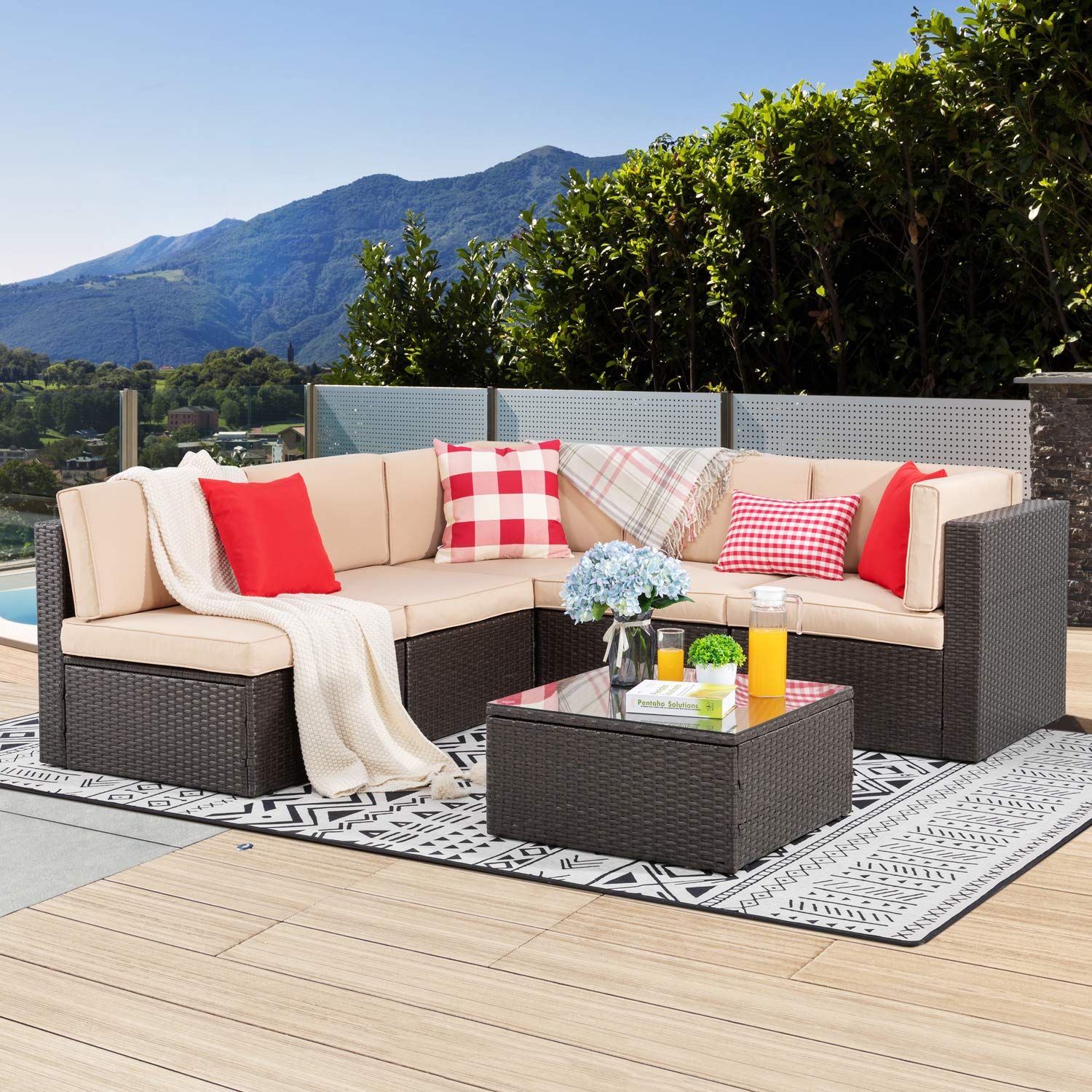 Outdoor Furniture Small - Petit canapé d'angle d'extérieur en rotin