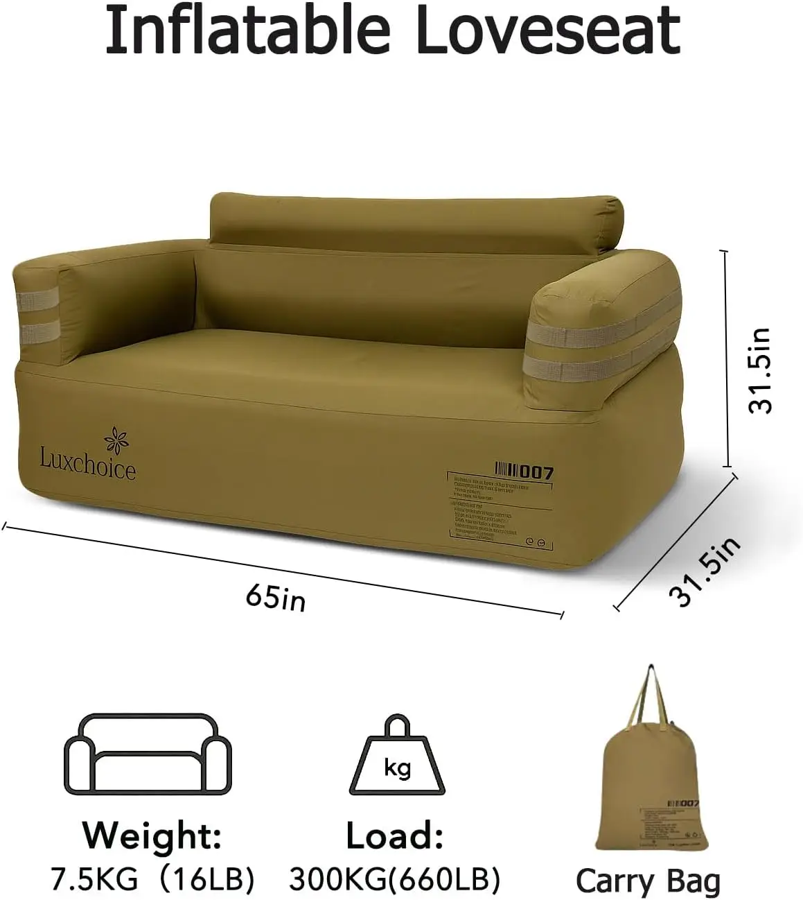 Outdoor Furniture Sofa - Canapé gonflable portable avec pompe intégrée,