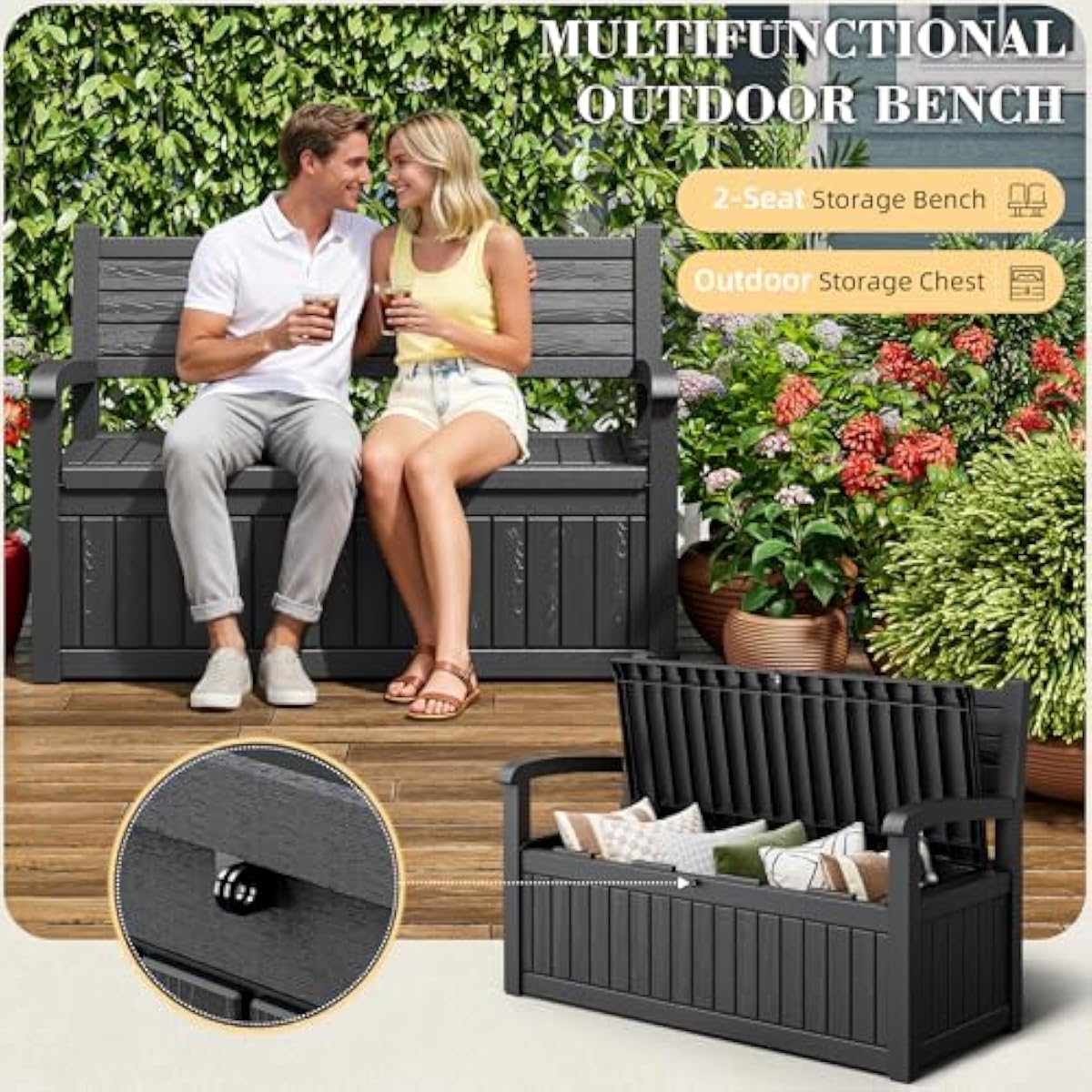 Banc de rangement extérieur de - Outdoor Furniture Resin avis et prix
