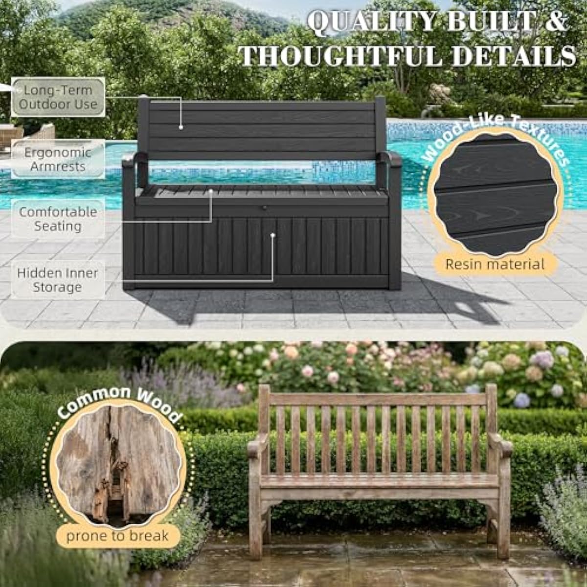 Banc de rangement extérieur de - Outdoor Furniture Resin avis et prix