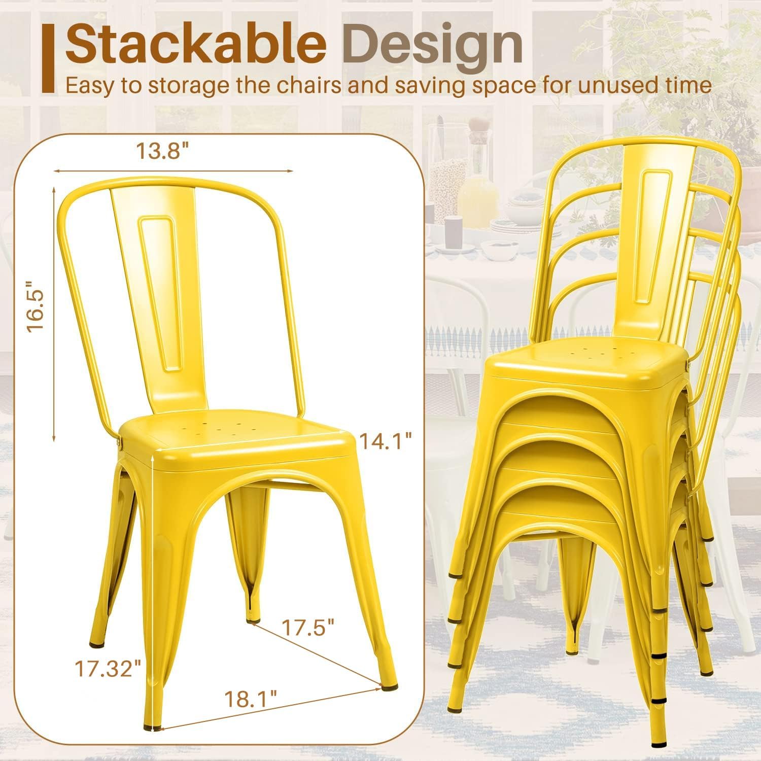 Ensemble de 4 chaises de salle - Outdoor Furniture Yellow avis et prix
