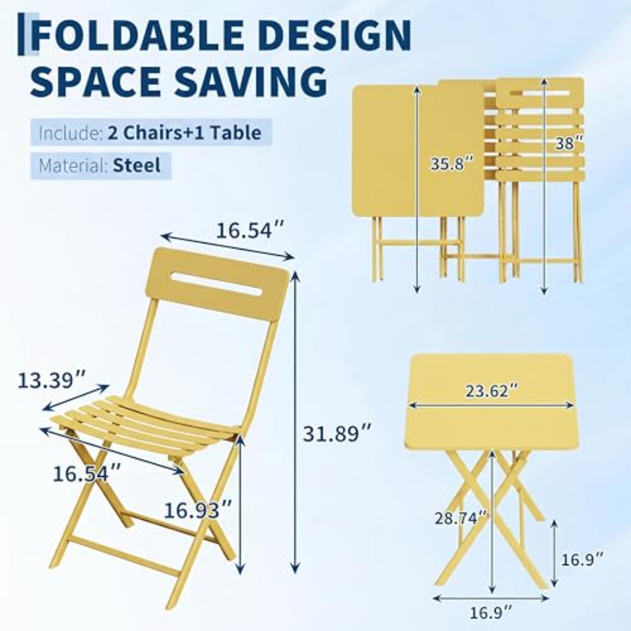 Ensemble bistrot 3 pièces pour - Outdoor Furniture Yellow avis et prix